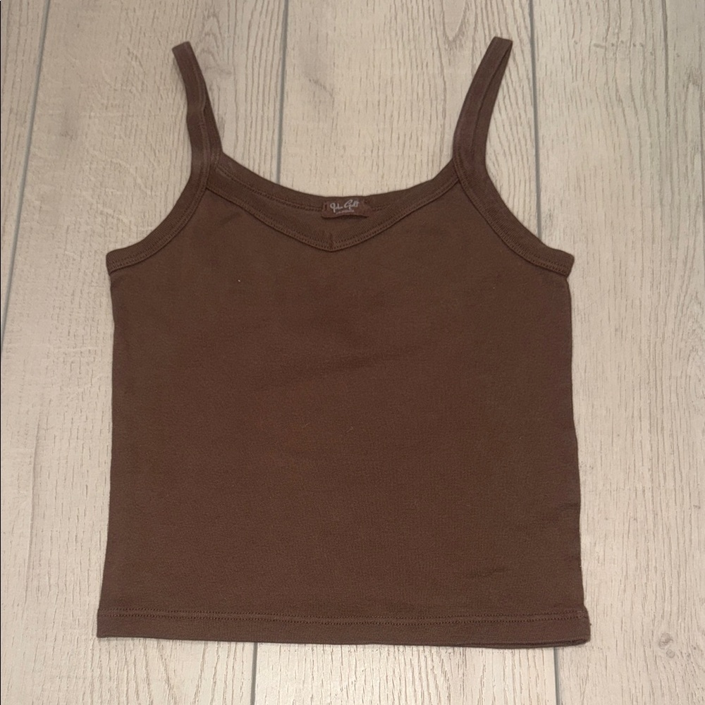 Brandy Melville Brown Ribbed Spaghetti Strap Camisole